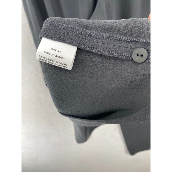 EILEEN FISHER Pants PP Petite Silk Georgette Crepe Pull On Side Zip Gray - Picture 6 of 11